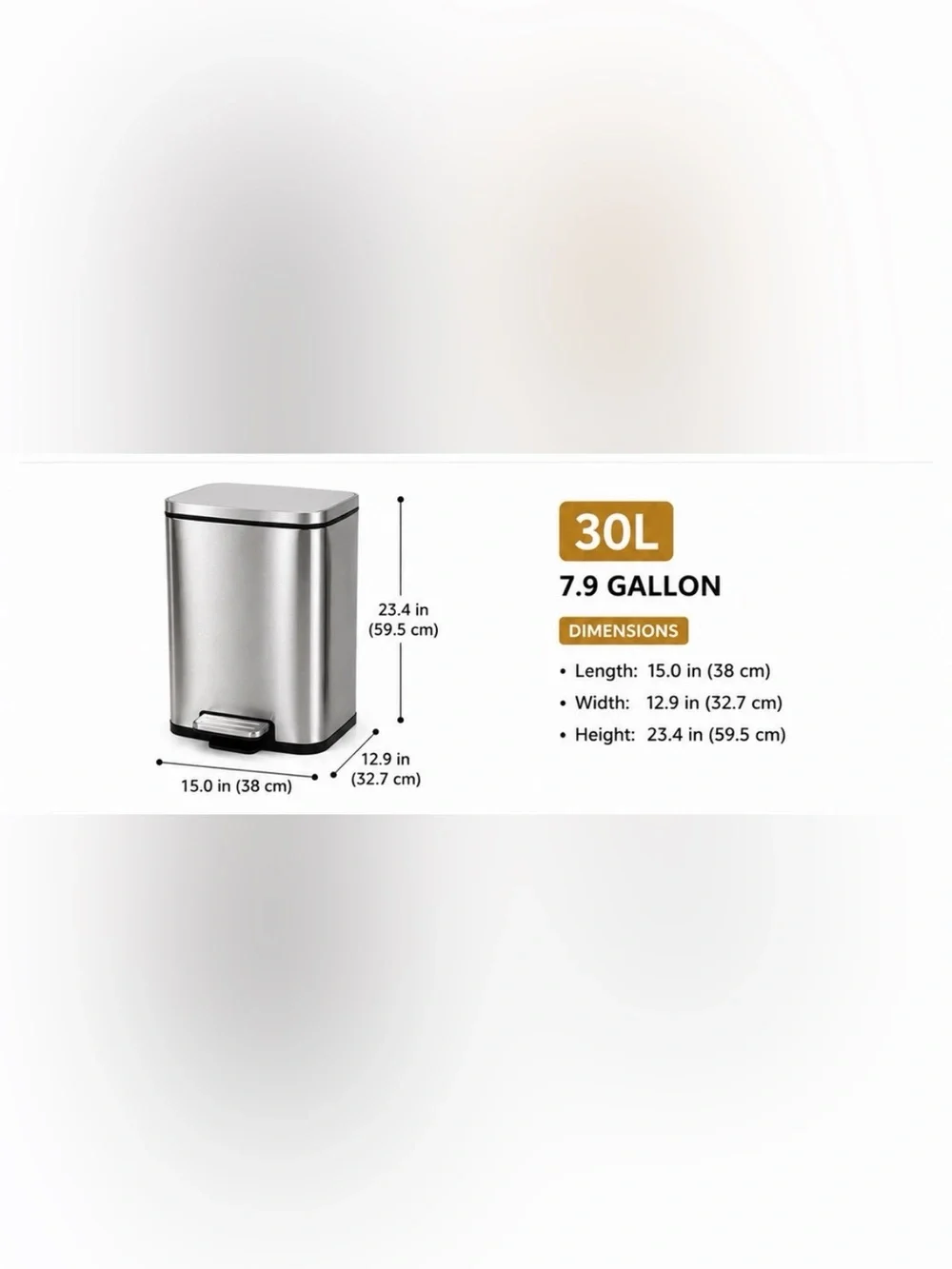 30L Stainless Steel Step Trash Can - Silver